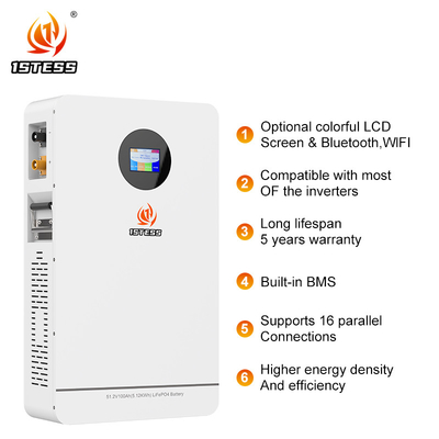 100Ah แบตเตอรี่เก็บพลังงานบ้าน 5.12kw แบตเตอรี่เก็บพลังงานแสงอาทิตย์ ระบบแบตเตอรี่