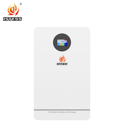 ความจุสูง 200Ah 51.2V 10.24kwh ไลฟ์โป4 พาวเวอร์ ผนังติดตั้ง พลังงานเก็บพลังงาน แบตเตอรี่ลิตยูมไอออน 6000 จังหวะ