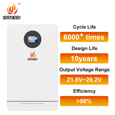 25.6V 51.2V 200Ah 5.12Kwh 10.24Kwh Lifepo4 Power ระบบพลังงานแสงอาทิตย์บ้านติดผนัง