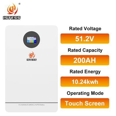 10.24kwh 51.2V 200Ah แบตเตอรี่ที่เก็บพลังงานในบ้านที่มีความจุ Lithium Ion Chemistry และ 6000 Cycle