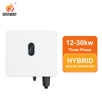 สามเฟส 12kw 15kw 25kw 30kw ไฮบริดโซลาร์อินเวอร์เตอร์ 120V-800V On/Off Grid Pure Sine Wave IP66 20kw โซลาร์อินเวอร์เตอร์พร้อม MPPT