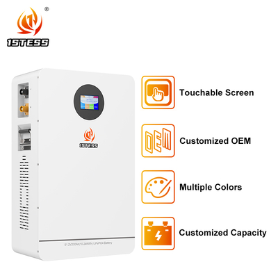 แบตเตอรี่สำหรับที่อยู่อาศัยอัจฉริยะ Lithium Ion ขนาด 10.24 Kwh 51.2V 200Ah พร้อมระบบควบคุมแบบสัมผัส