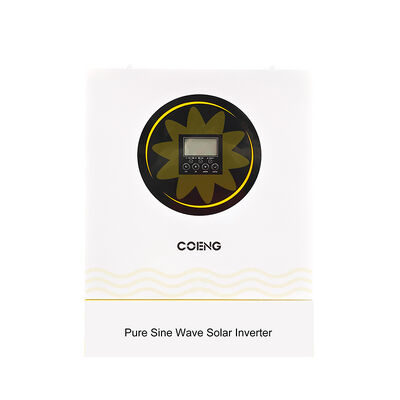 อินเวอร์เตอร์พลังงานแสงอาทิตย์แบบไฮบริด 24V 48V นอกระบบเฟสเดียว MPPT 3.5kw 5.5kw 6.2kw คลื่นไซน์บริสุทธิ์ ออกแบบฝาครอบกันฝุ่น