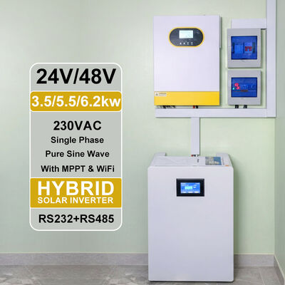 6.2KW Off Grid Inverter 48V Pure Sine Wave MPPT 120A ชาร์จระยะเดียว 230VAC สําหรับระบบแสงอาทิตย์ที่อยู่อาศัย