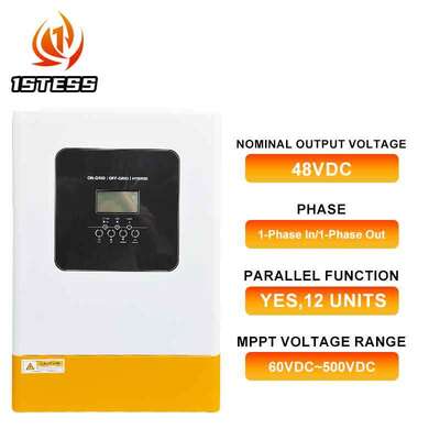 6200W 5500W ออฟเกรด โซลาร์อินเวอร์เตอร์ 48VDC 1 ช่วง 120A 100A MPPT ชาร์เจอร์ สะอาด Sine Wave CT Anti Backflow สําหรับบ้าน