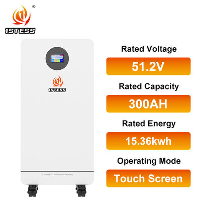 พลังงานเก็บของที่บ้าน 51.2V 300Ah 15.36kWh LiFePO4 98 ประสิทธิภาพ 6000 วงจร 10 ปี
